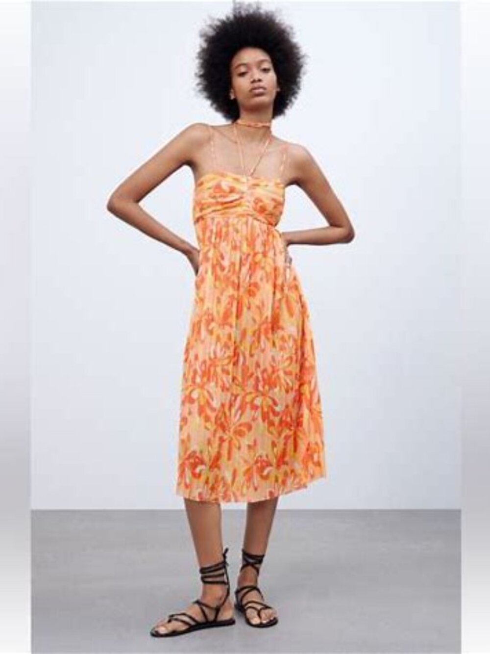Zara spaghetti Strap Midi Sun Dress Size Small